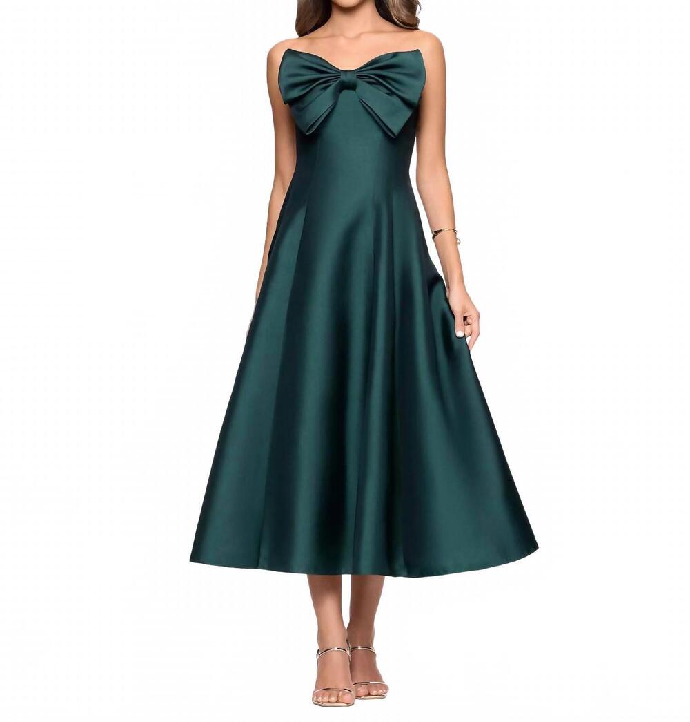 NEW BETSY & ADAM women's strapless midi dress in green